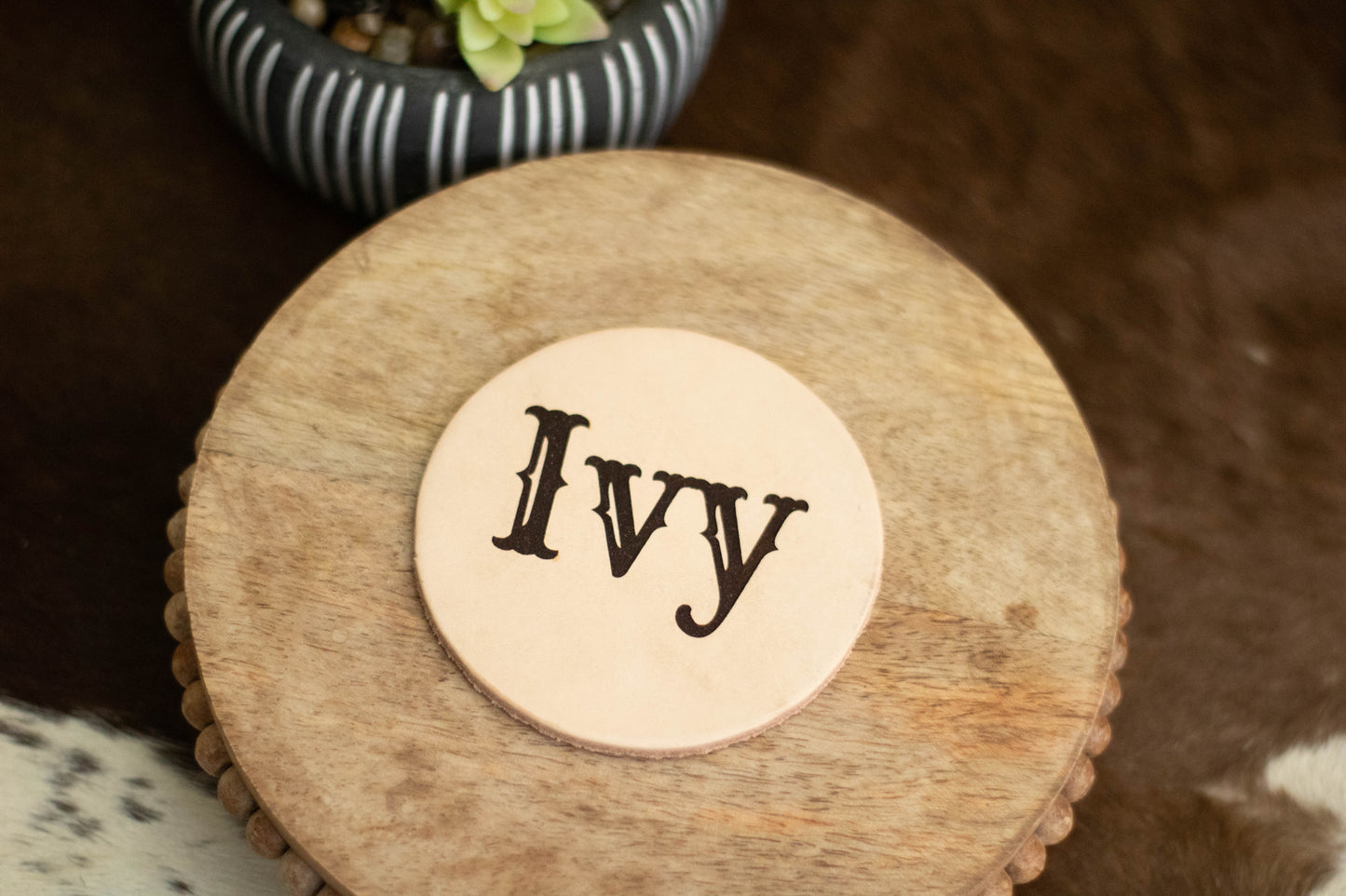 Leather Baby Name Sign