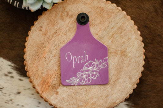 Personalized Cattle Ear Tag - Purple