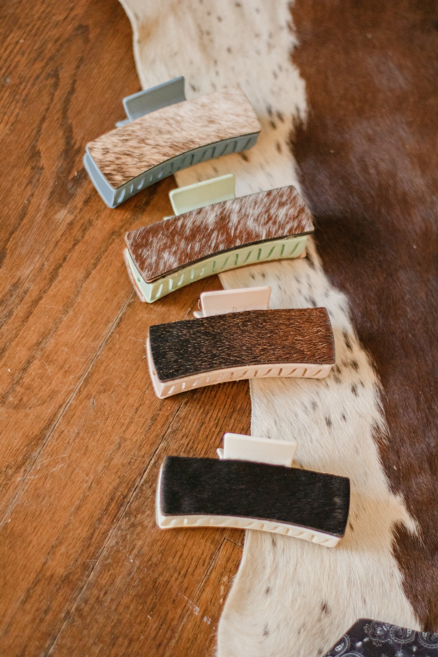 Bright Brindle Cowhide Claw Clip